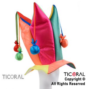 SOMBRERO REY CORONA ACETATO C/PELOTITAS FLUO MULTICOLOR x 1